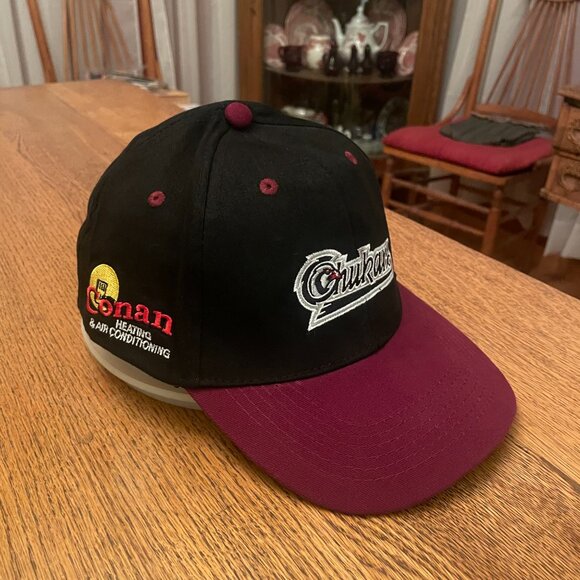 Men's Idaho Falls Chukars Black/Maroon Hook and Loop Baseball Hat Cap** - Picture 4 of 10